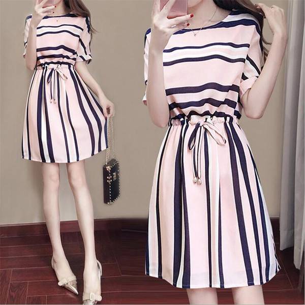 wholesale 2018 summer new large size women's wear thin dress short sleeved casual fringes skirt