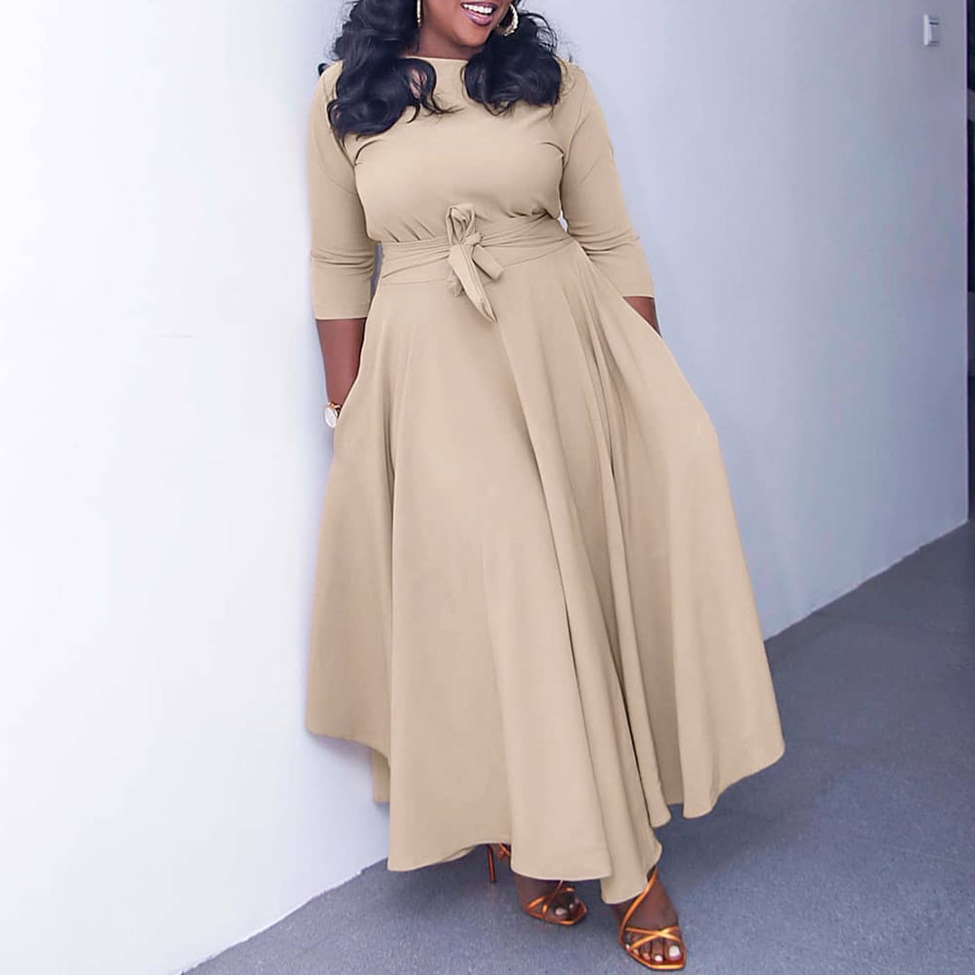Women's Dress Spring/Summer New Fashionable and Elegant Lace up Dress Long Dress