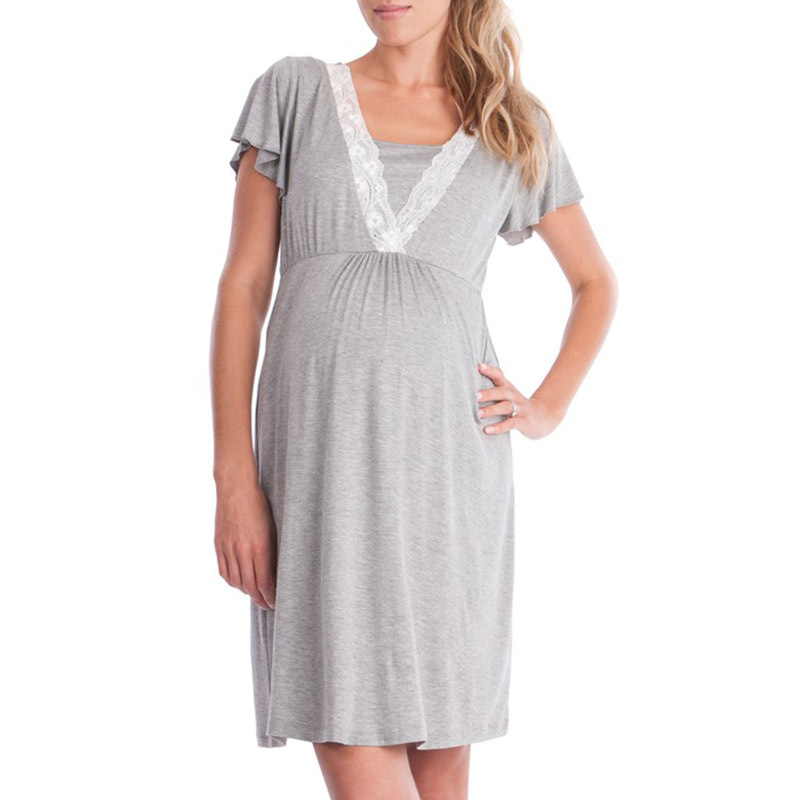 New lace splicing multifunctional maternity dress and mother lactation dress