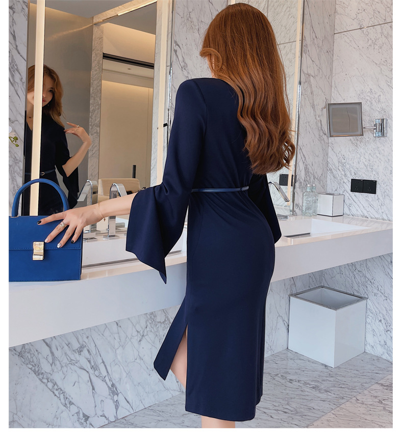Dress Spring Women's Style Slim Fit Long Sleeve Split Step Dress