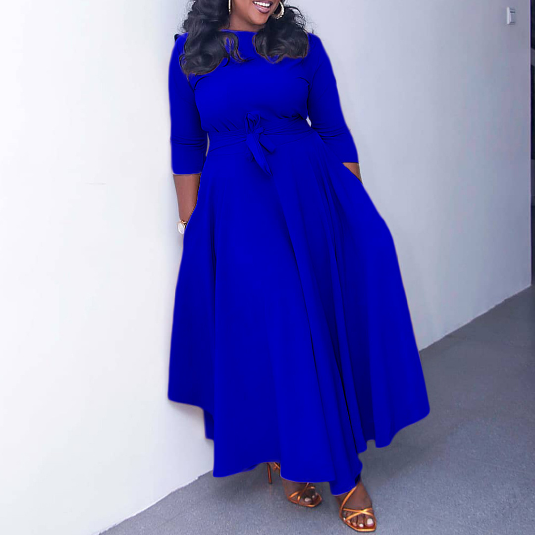 Women's Dress Spring/Summer New Fashionable and Elegant Lace up Dress Long Dress