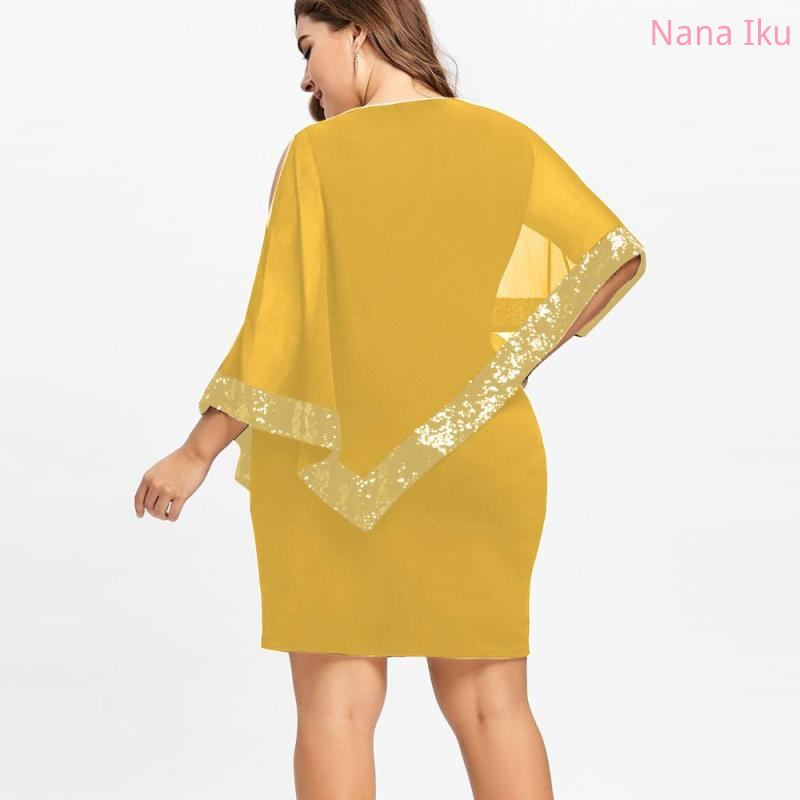 2022 New Irregular Sequins Splice Large Women's Dress Women