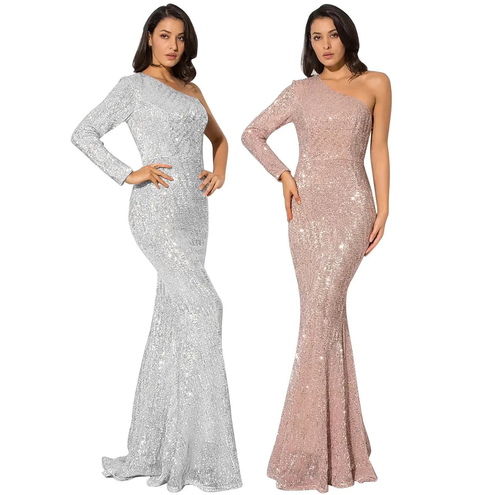 Banquet One Shoulder Human Queen Sequin Dress Dress