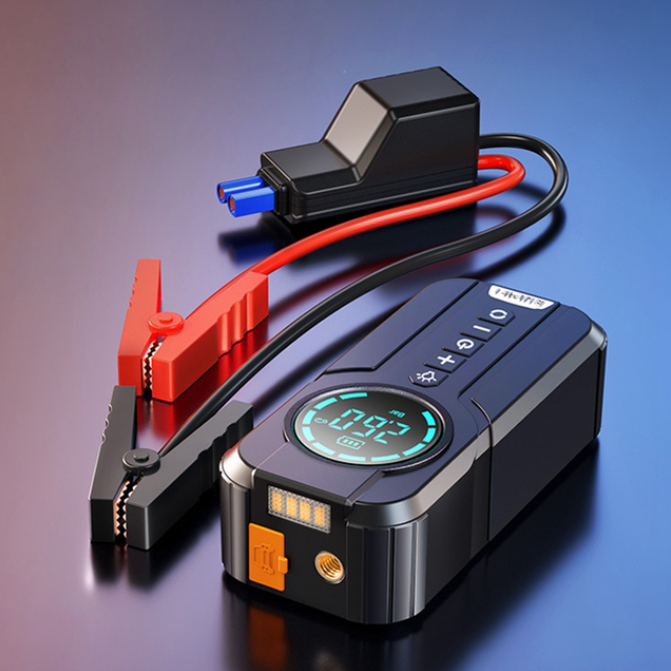 4 In 1 Car Jump Starter Air Pump Power Bank Lighting Portable Air Compressor Cars Battery Starters Starting Auto Tyre Inflator