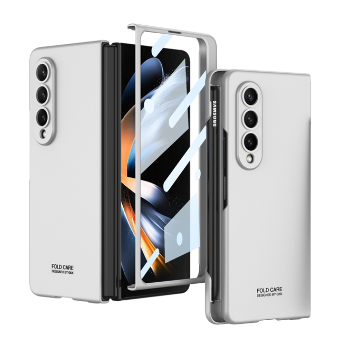 Shockproof Matte Case Pen Slot for Samsung Galaxy Z Fold 4 5G Ultra Thin Case Hard Plastic Cover for Fold4 Case with Glass Film