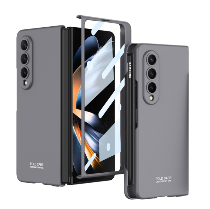 Shockproof Matte Case Pen Slot for Samsung Galaxy Z Fold 4 5G Ultra Thin Case Hard Plastic Cover for Fold4 Case with Glass Film