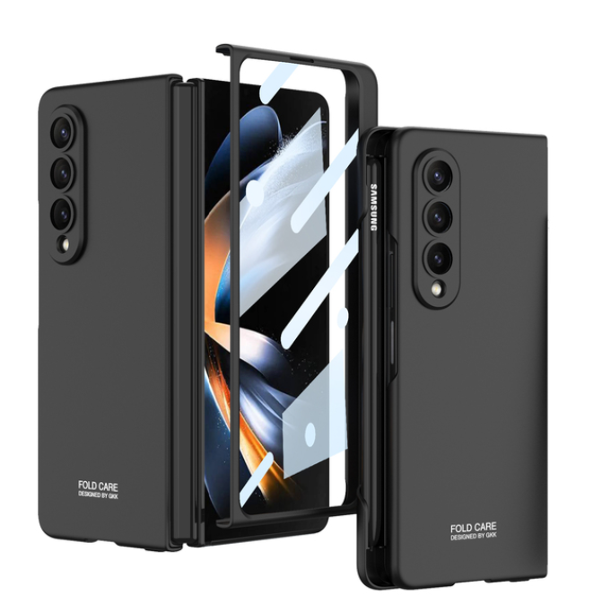 Shockproof Matte Case Pen Slot for Samsung Galaxy Z Fold 4 5G Ultra Thin Case Hard Plastic Cover for Fold4 Case with Glass Film