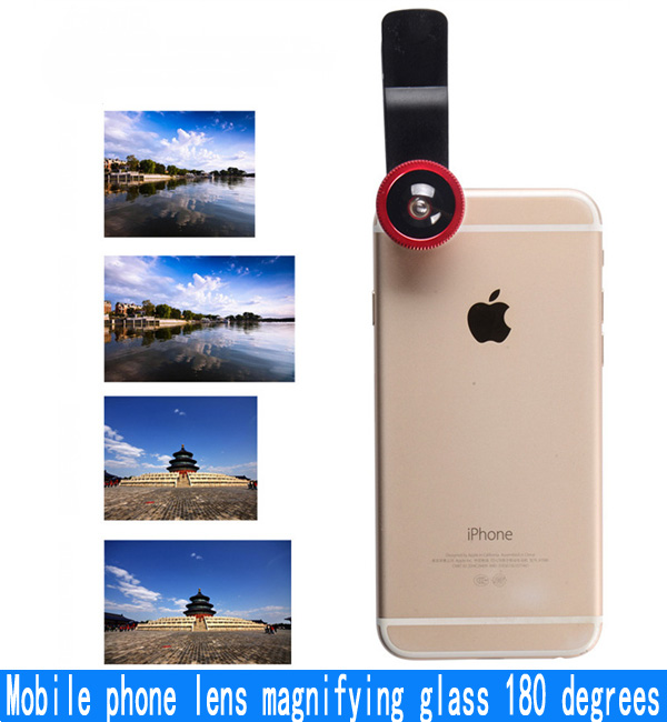 Mobile phone lens magnifying glass 180 degree fisheye wide-angle macro selfie three in one fisheye clip lens