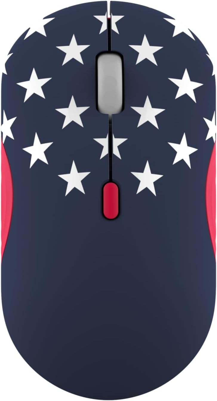 Lenovo 350 Bluetooth Silent Mouse (Fan Edition), Wireless Ergonomic Ambidextrous Design, Bluetooth 5.3, Adjustable DPI up to 2400, 36 Month Battery Life, Recycled Materials, USA Flag