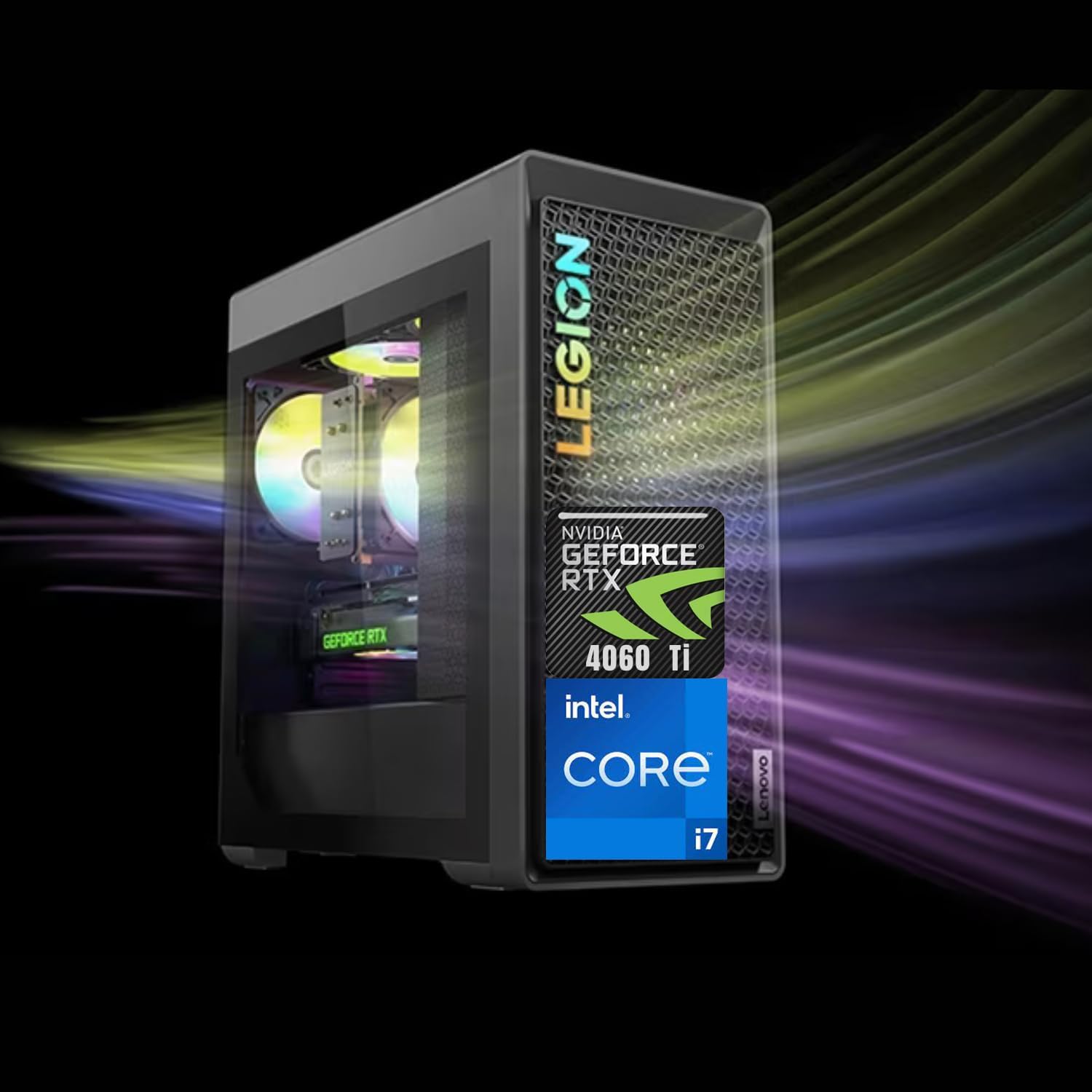 Lenovo Legion T5 Ultimate Gaming Tower Desktop, Intel Core i7-13700F, NVIDIA GeForce RTX 4060 Ti, 32GB DDR5 RAM, 1TB SSD, HDMI, Display Ports, Wired Keyboard&Mouse, Wi-Fi 6E, Windows 11 Home, Black