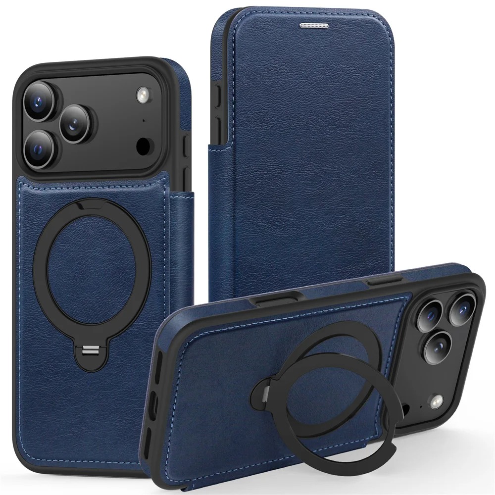 iPhone Leather Wallet Case with Card Slots & Magnetic Stand | Fits 11-17 Pro Max