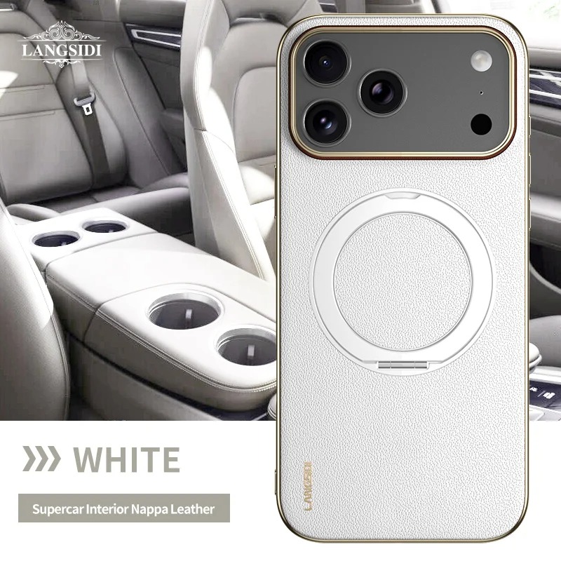 iPhone 17 Pro Max Magnetic Leather Case with MagSafe & Ring Holder thumbnail 4