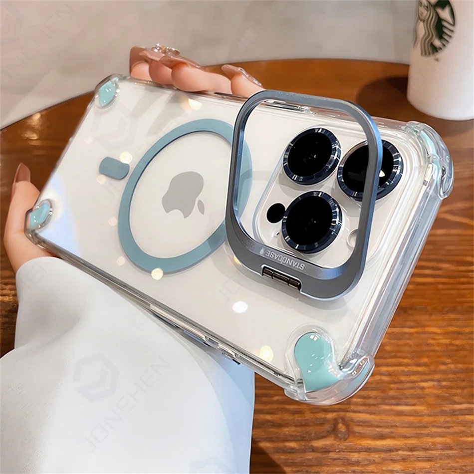 MagSafe Transparent iPhone Case - Luxury Shockproof Cover for iPhone 17/16/15/14/13 Pro Max thumbnail 2