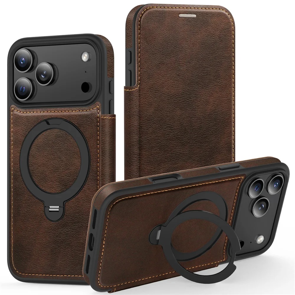 iPhone Leather Wallet Case with Card Slots & Magnetic Stand | Fits 11-17 Pro Max