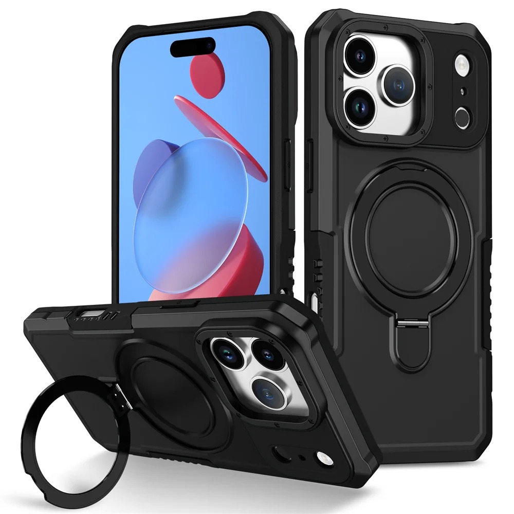 iPhone 17 Pro Max Magnetic Armor Case - Anti-Slip Shockproof Stand Cover