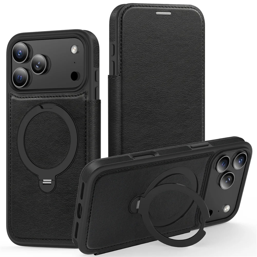 iPhone Leather Wallet Case with Card Slots & Magnetic Stand | Fits 11-17 Pro Max