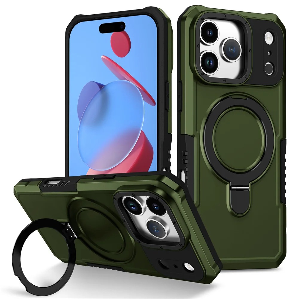 iPhone 17 Pro Max Magnetic Armor Case - Anti-Slip Shockproof Stand Cover
