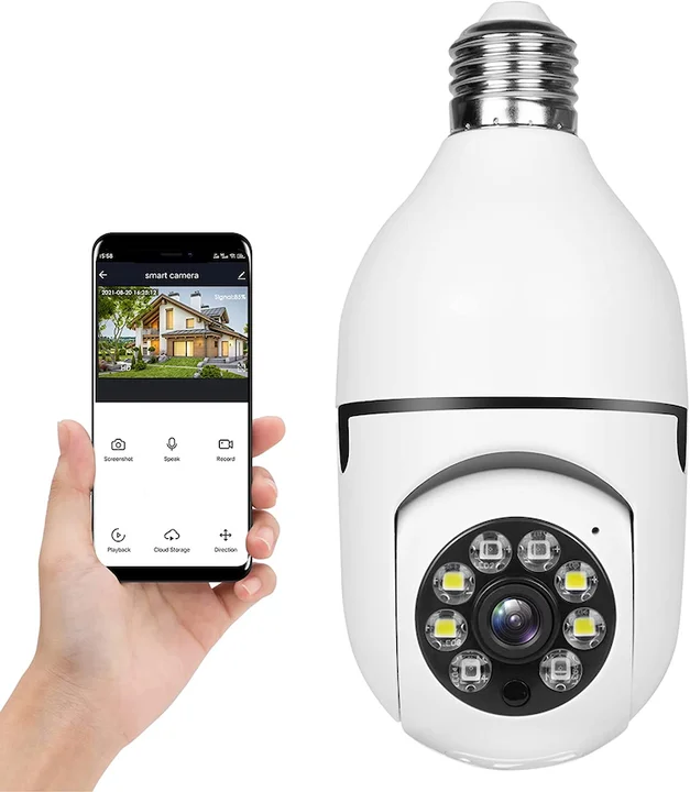 360° WiFi E27 Bulb Security Camera - Wireless Panoramic Home Surveillance Cam