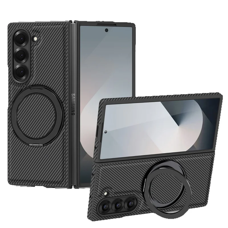 360° Rotating Bracket Magnetic Shockproof Case for Samsung Galaxy Z Fold 7 / 6 / 5 / 4 / 3 – Carbon