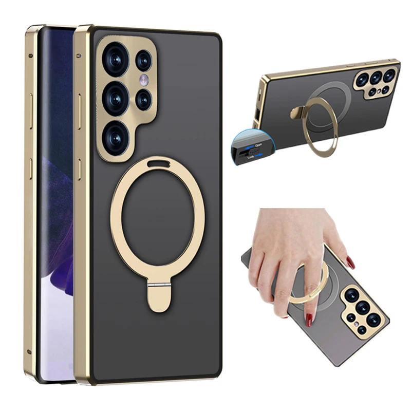 Full Protection Metal Magnetic Case for Samsung S24 Ultra – Front Glass Cover + PC Back