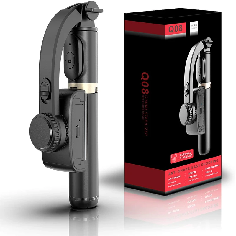 Q08 Gimbal Selfie Stick with 360° Rotation & Hidden Tripod Stand