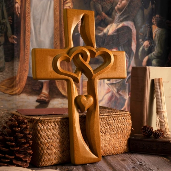 Handmade Wooden Dining Table with Carved Hearts Design - Rustic Home Furniture thumbnail 6