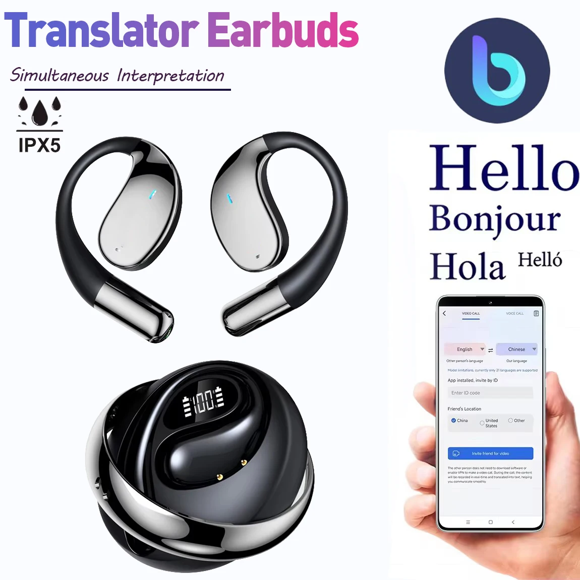 Open Ear Wireless Earphones V5.4 - Sports TWS Headset with Mic & HiFi Stereo thumbnail 5