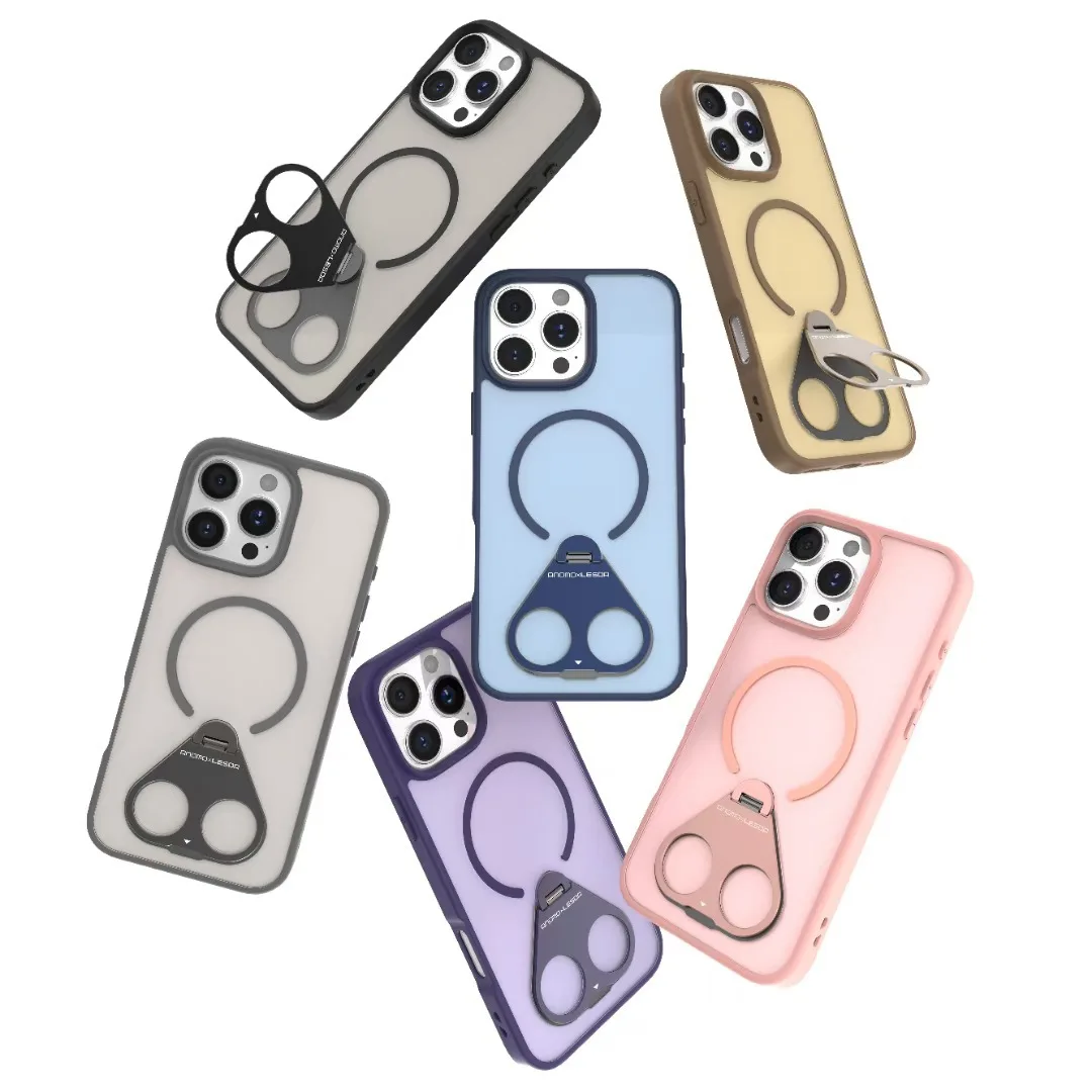 360° Magnetic Ring Stand Phone Case - Matte Soft Touch for iPhone 11-16 Pro Max