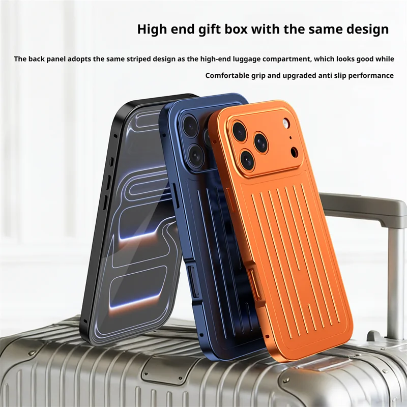 360° Metal Back Panel Phone Case for iPhone 17 / 16 / 15 / 14 Pro Max – Tempered Glass HD Screen