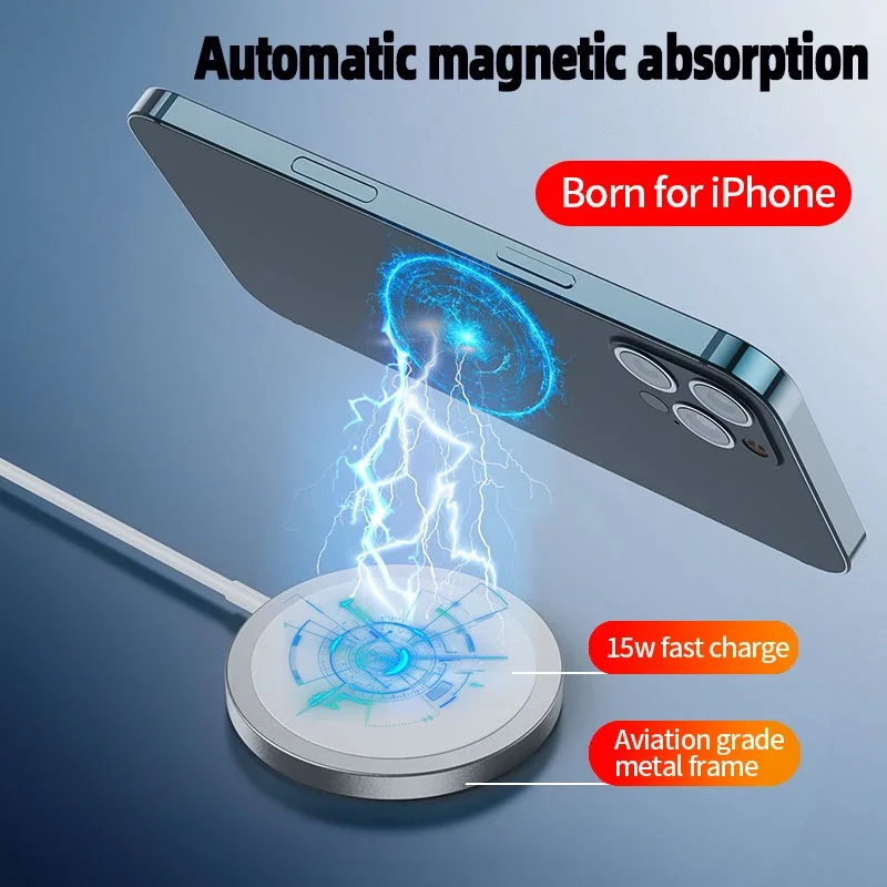 15W Magnetic Wireless Charger for iPhone 12/13/14/15/16/17 - Fast Charging