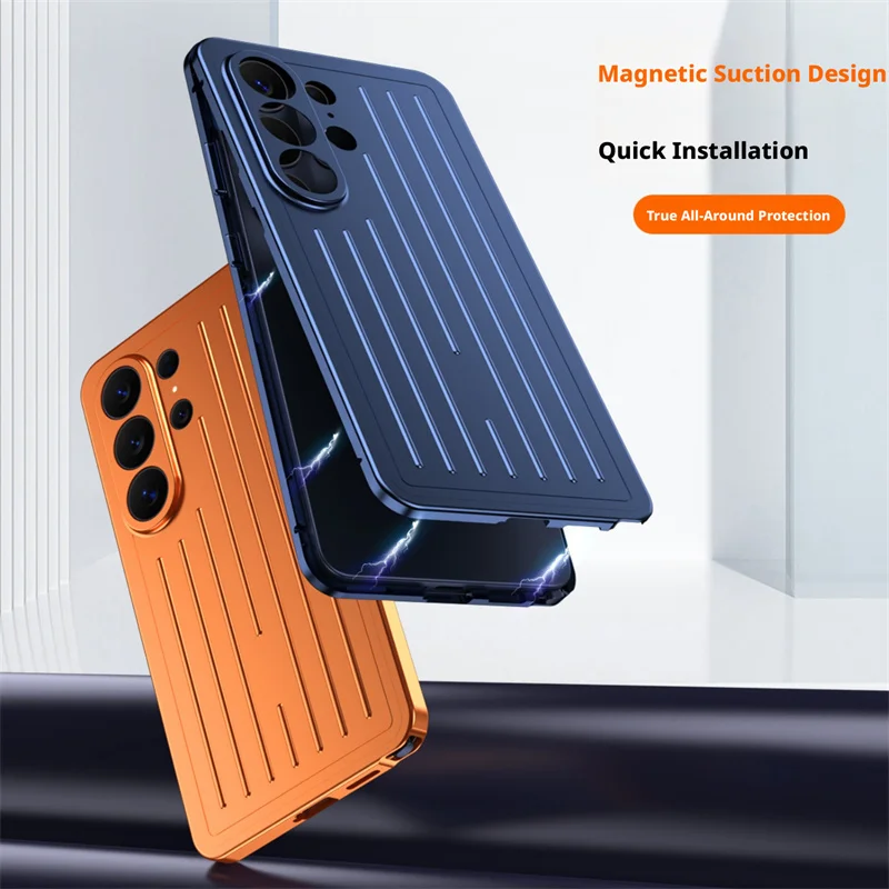 Business 360° Tempered Glass Phone Case for Samsung S26 Ultra – Metal Back Panel Anti-Fall Cover