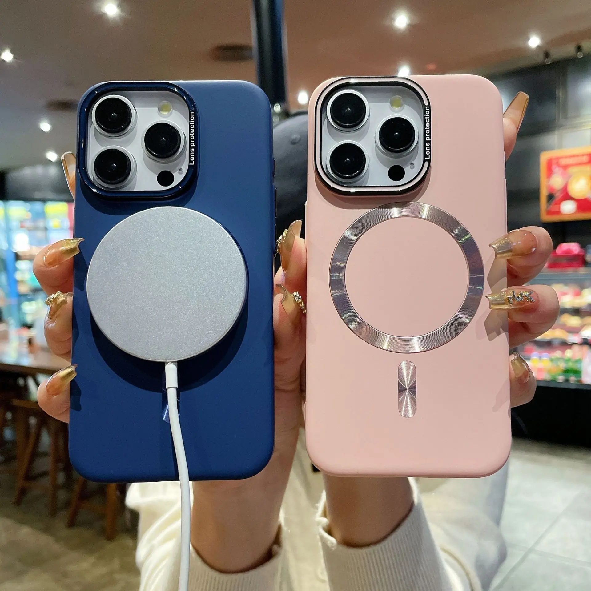 Magnetic Titanium Phone Case for iPhone 16/15 Pro Max - Gold Gray thumbnail 5