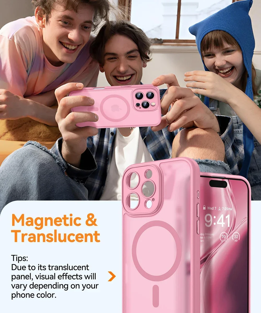 Magnetic Matte Clear Case for iPhone 16/15/14/13/12/11 Pro Max Shockproof thumbnail 5
