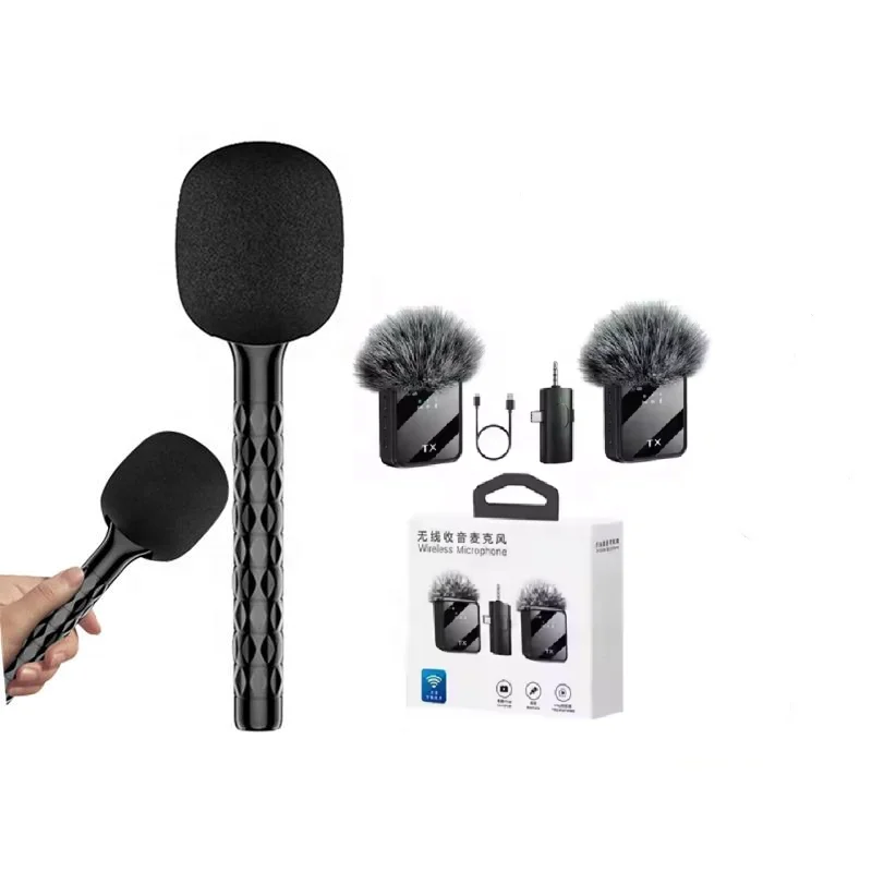 3-in-1 Wireless Microphone Kit - Handheld, Lapel & Holder for Vlogging12