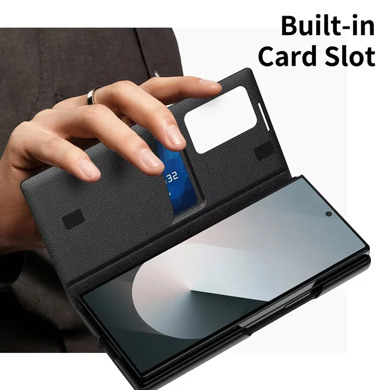 Smart Window PU Leather Phone Case for Samsung Galaxy Z Fold 7 / 6 / 5 / 4 – Trifold Card Holder