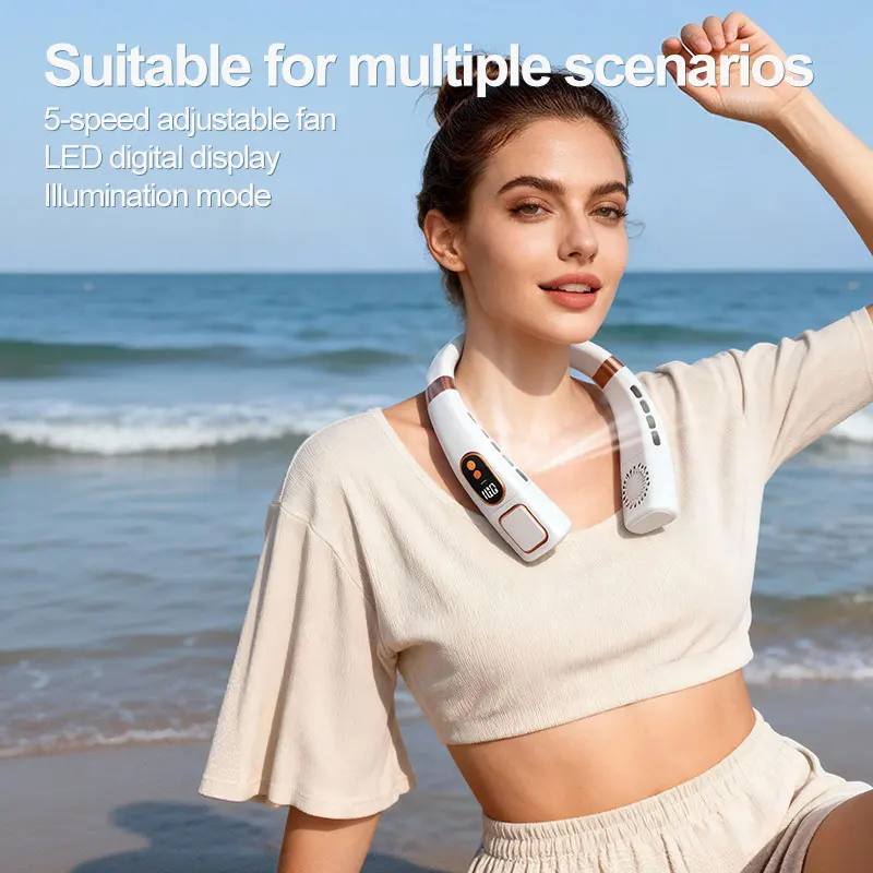 Rechargeable Neck Fan - 5 Speed USB Personal Wearable Cooling Fan