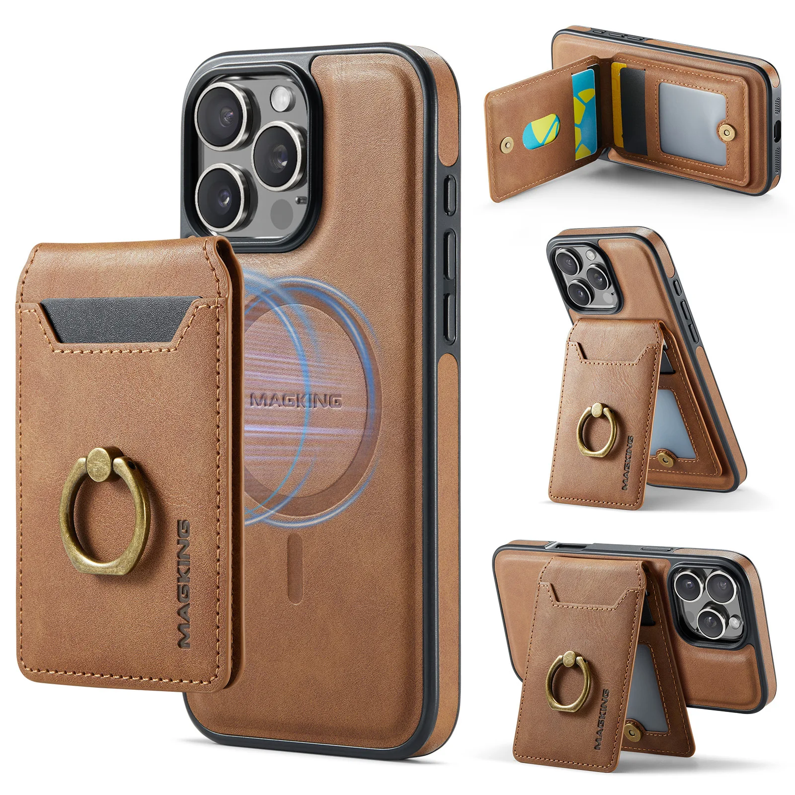 iPhone 17 Pro Max Magnetic Case with Card Holder & Ring - Wireless Charging Protective Cover thumbnail 4