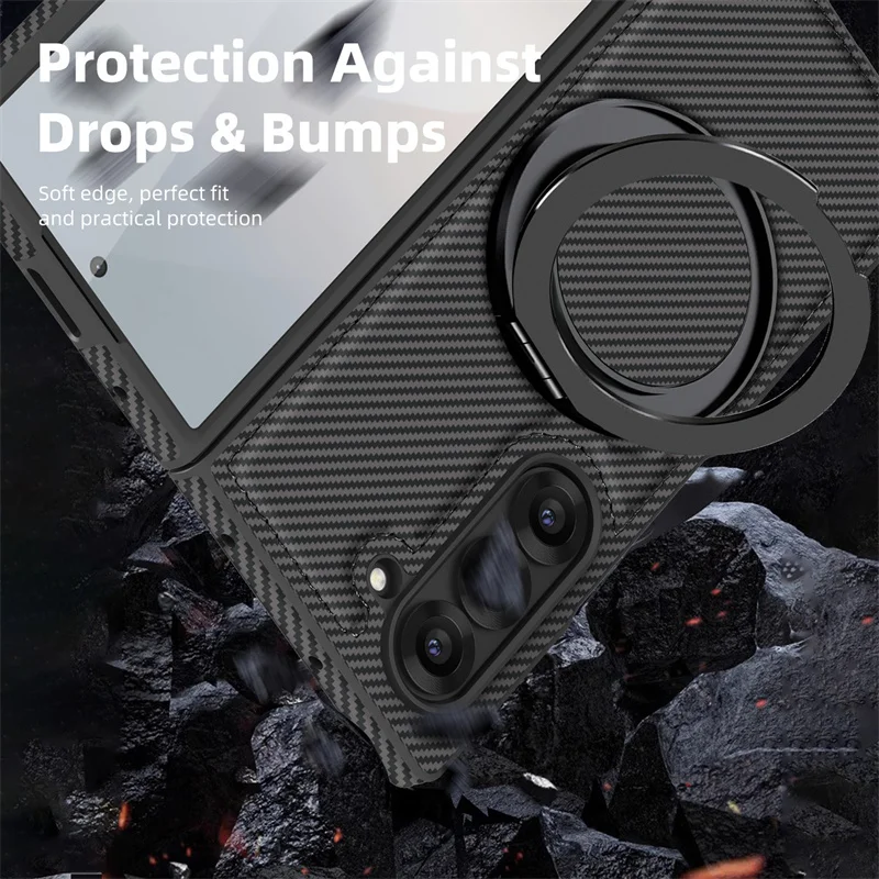 360° Rotating Bracket Magnetic Shockproof Case for Samsung Galaxy Z Fold 7 / 6 / 5 / 4 / 3 – Carbon