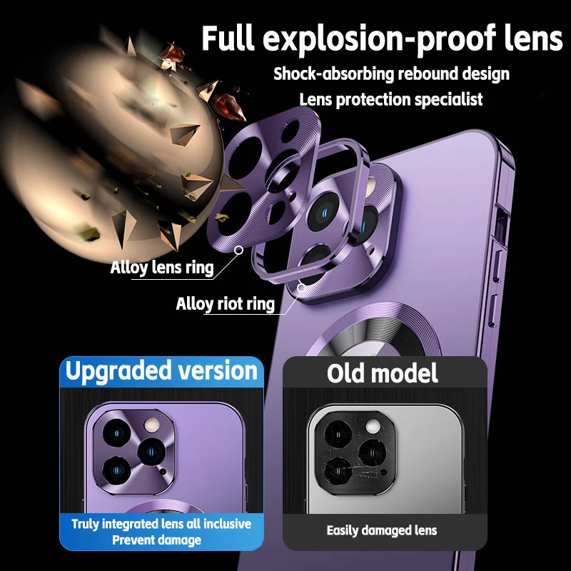 Magnetic Aluminum Frame Case with Tempered Glass for iPhone 12