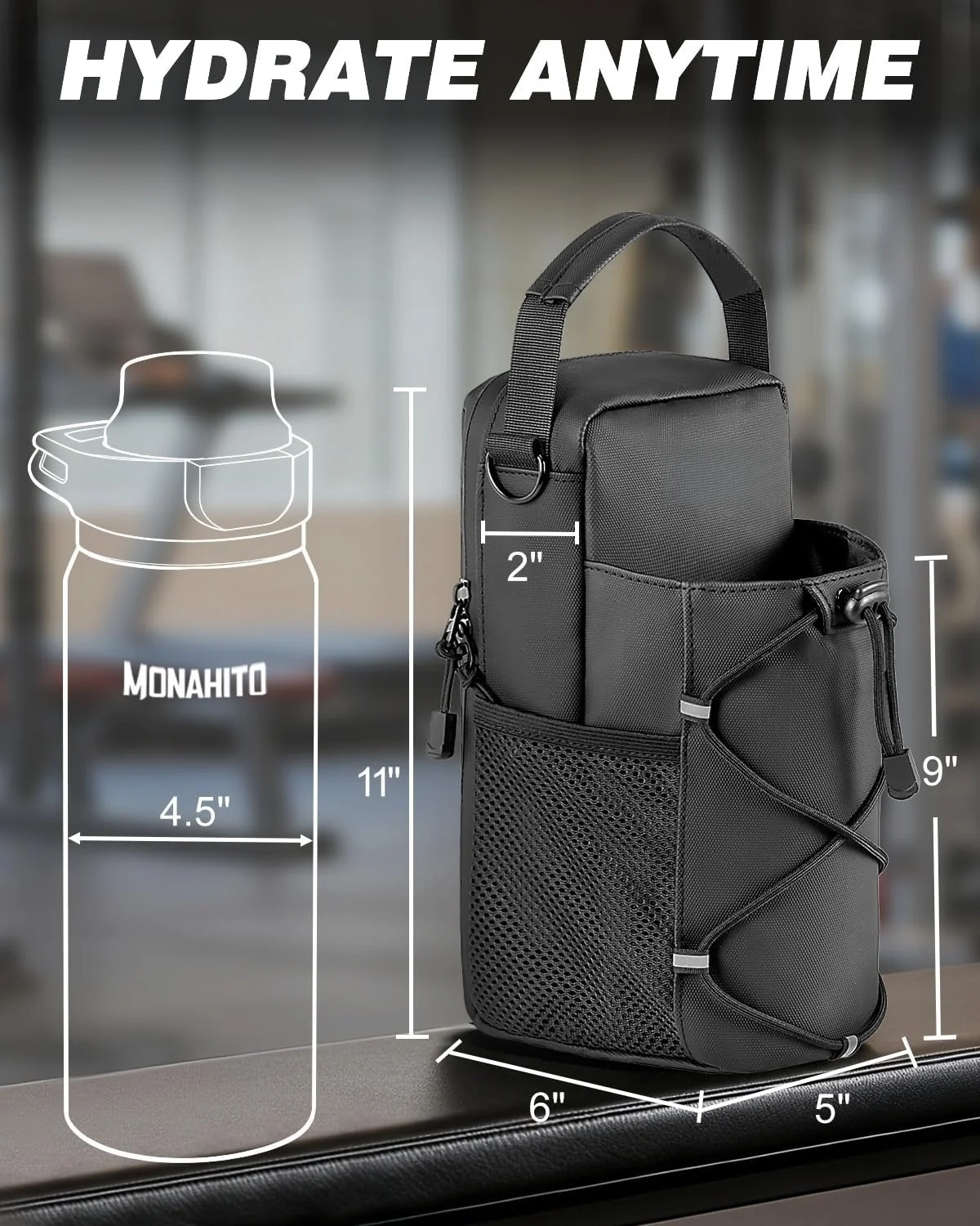 Men's Gym Sling Bag Water Bottle Holder Magnetic Shoulder Bag