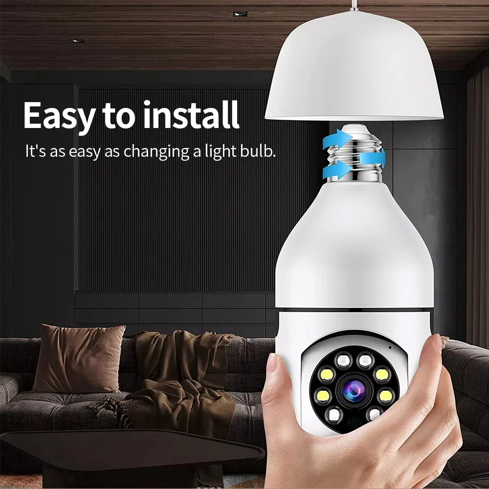 360° WiFi E27 Bulb Security Camera - Wireless Panoramic Home Surveillance Cam