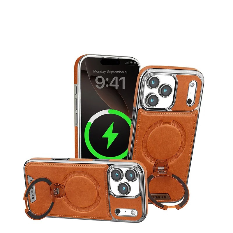 Magnetic Leather iPhone Case with 360° Rotating Stand - 11/12/13/14/15/16 Pro Max thumbnail 10