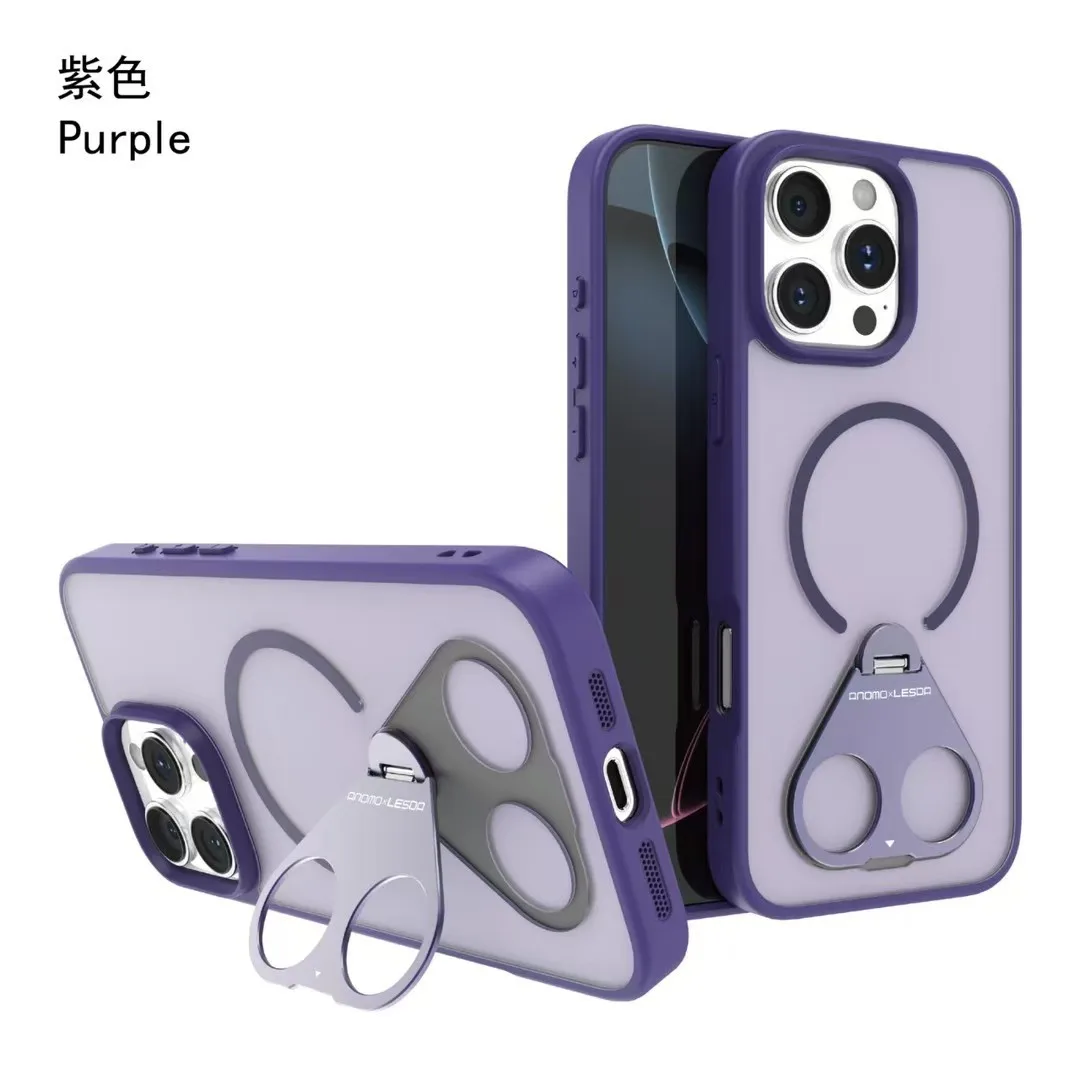 360° Magnetic Ring Stand Phone Case - Matte Soft Touch for iPhone 11-16 Pro Max