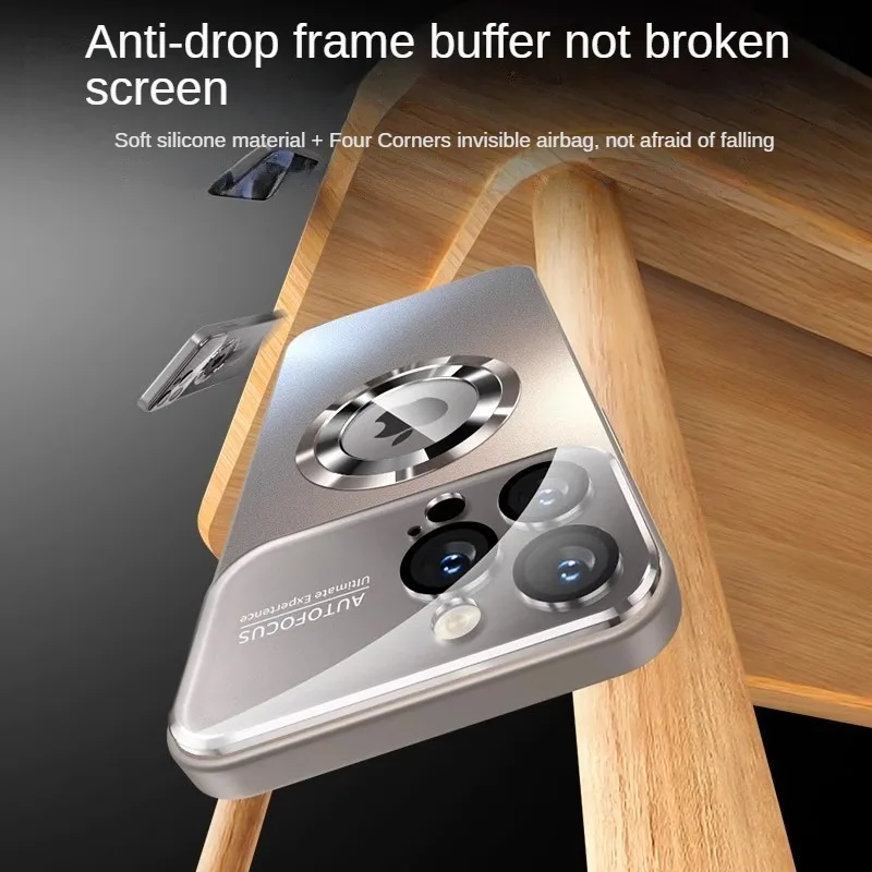 Luxury Magnetic iPhone Case - Titanium Alloy with Matte Glass for 12/13/14/15/16 Pro Max thumbnail 4