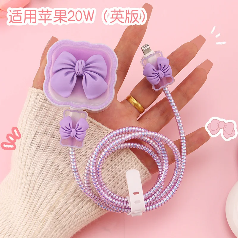 New Wavy Bow Cable Protector for iPhone 20W UK