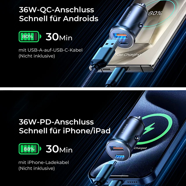 LISEN 54W Dual USB-C Fast Car Charger - 35Min Quick Charge for iPhone 16 thumbnail 3