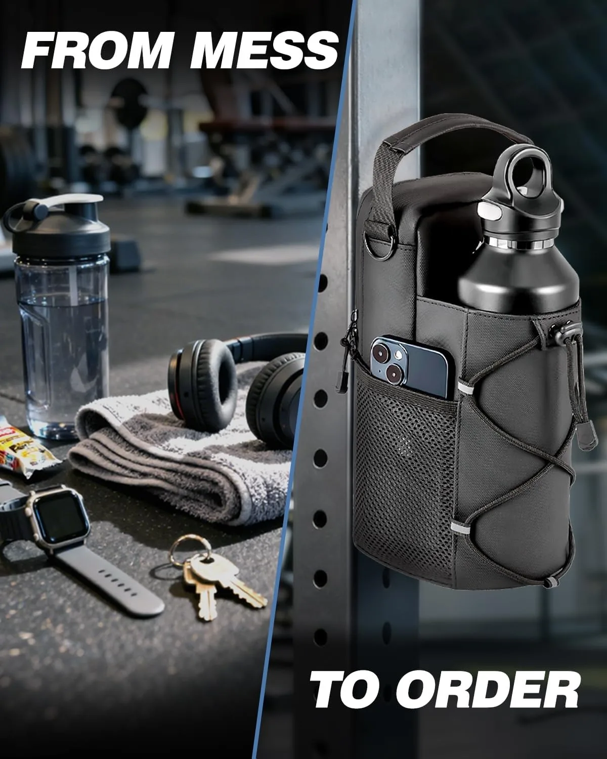 Men's Gym Sling Bag Water Bottle Holder Magnetic Shoulder Bag