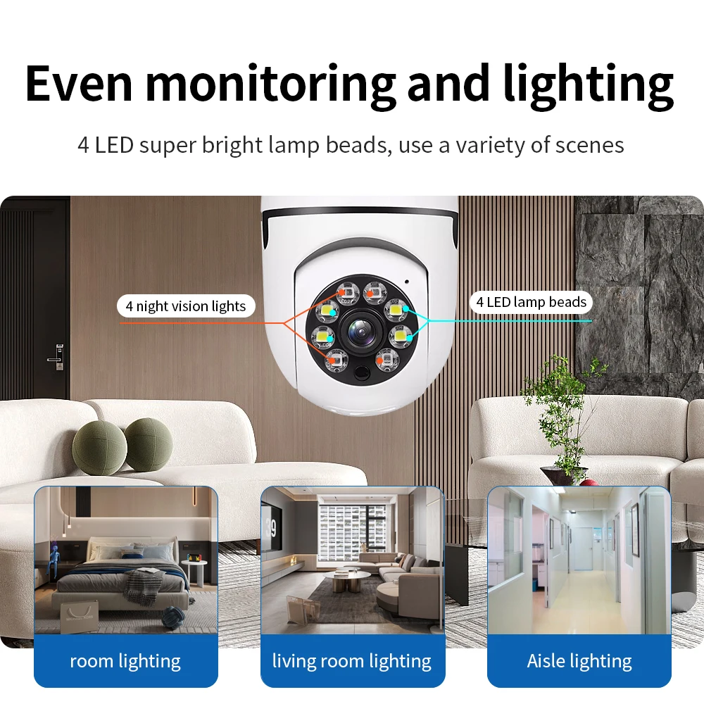 360° WiFi E27 Bulb Security Camera - Wireless Panoramic Home Surveillance Cam
