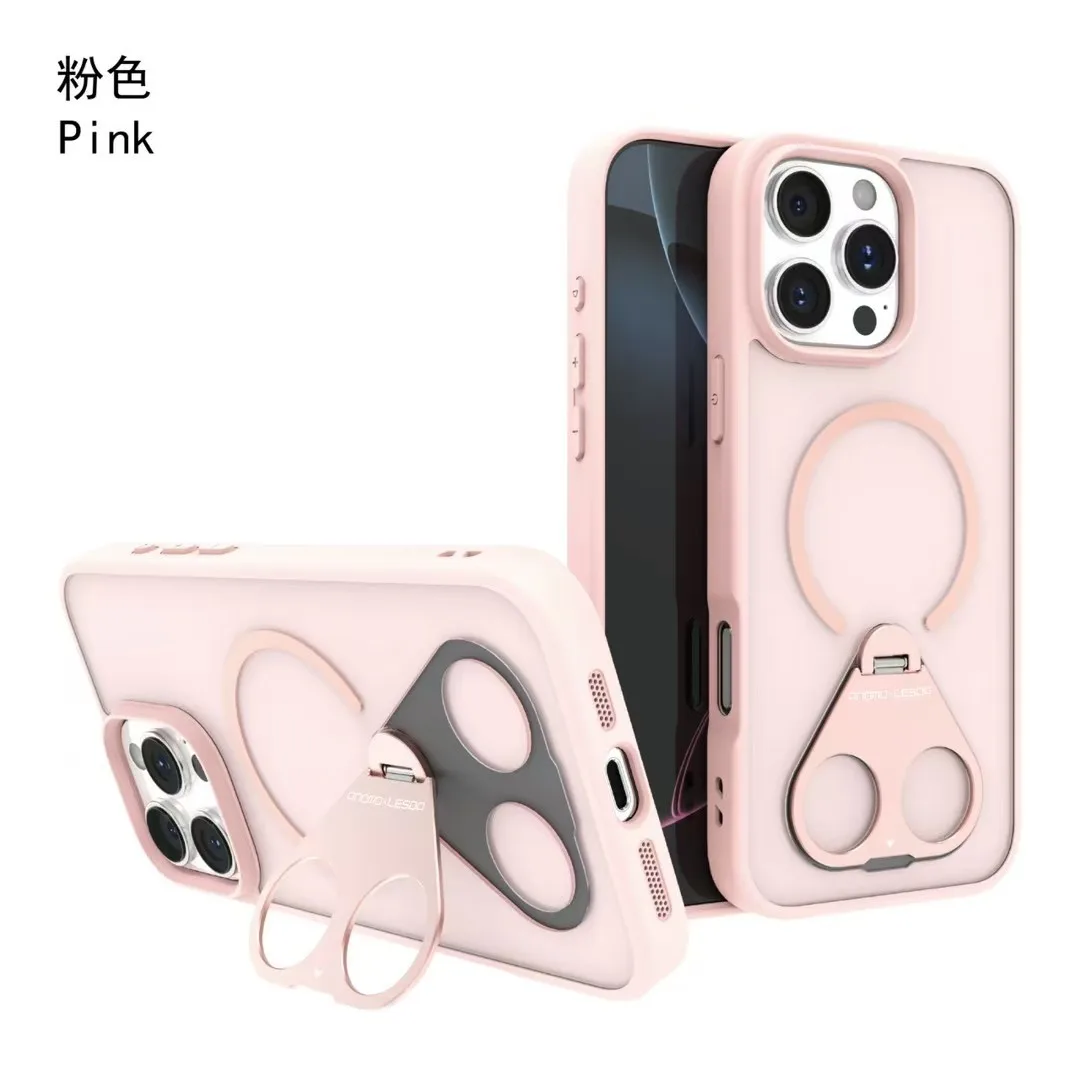 360° Magnetic Ring Stand Phone Case - Matte Soft Touch for iPhone 11-16 Pro Max