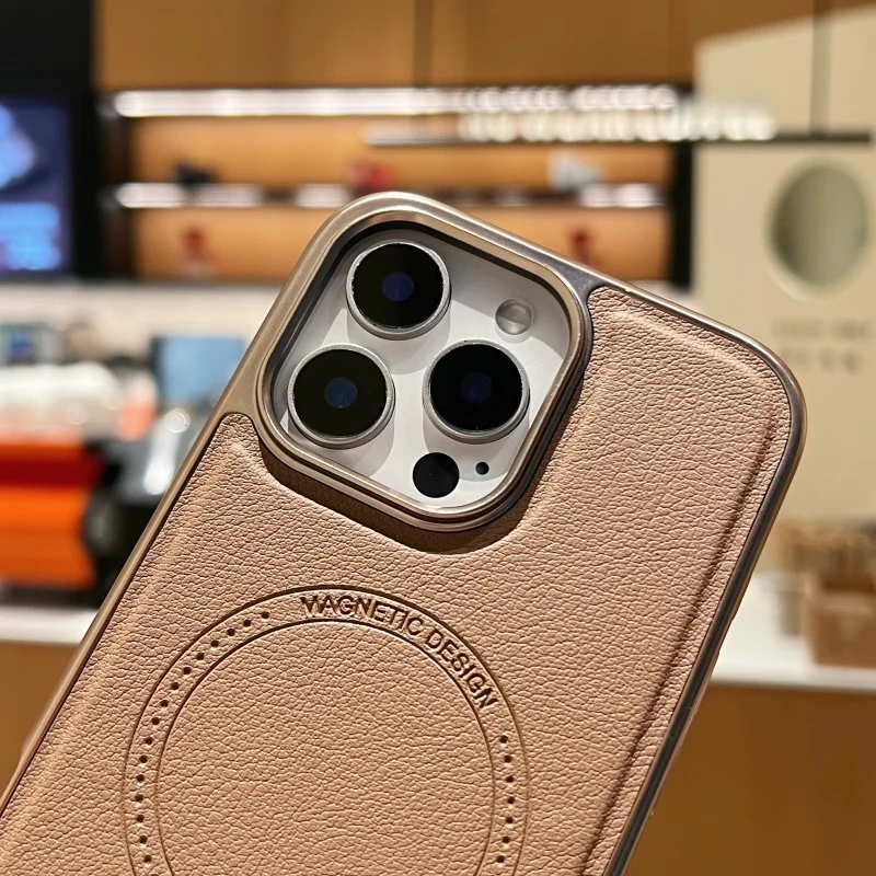 Premium Magnetic Leather Case for iPhone 13-16 Pro Max | Wireless Charging